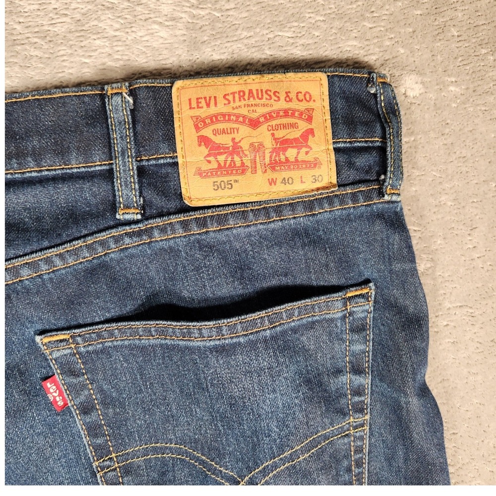 Levi's 505 Jeans Men's 40X30 Blue Dark Wash Straight Fit‎ Classic Denim - Picture 11 of 12